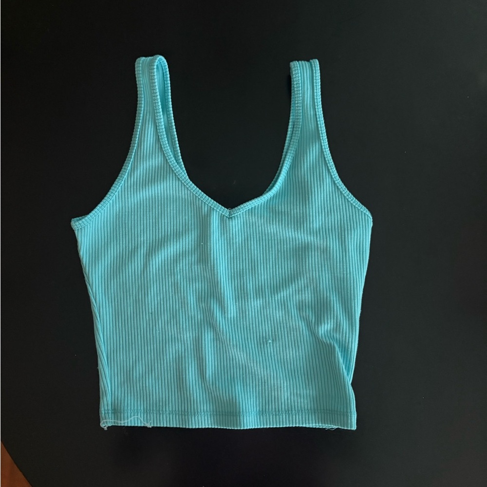 Hollister Blue Fitted Crop Tank Top